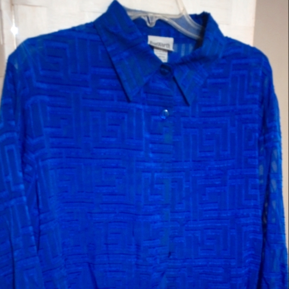 Lady's vibrant blue top